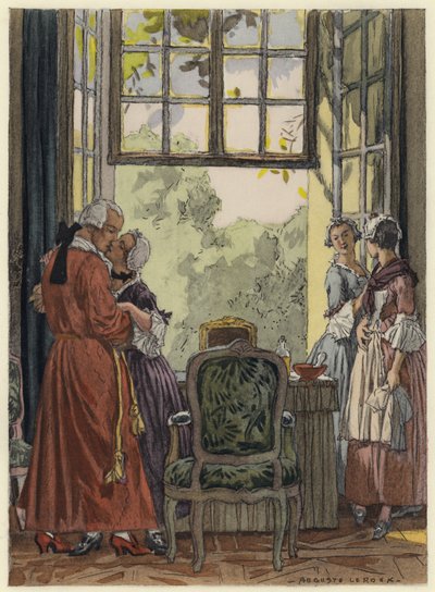 Kuvitus Casanovan muistelmiin (värilitografia) tekijältä Jules Marie Auguste Leroux