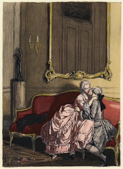 Kuvitus Casanovan muistelmiin (värilitografia) tekijältä Jules Marie Auguste Leroux