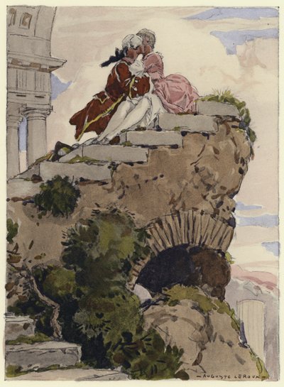 Kuvitus Casanovan muistelmiin (värilitografia) tekijältä Jules Marie Auguste Leroux