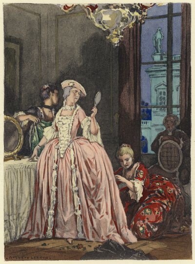 Kuvitus Casanovan muistelmiin (värilitografia) tekijältä Jules Marie Auguste Leroux