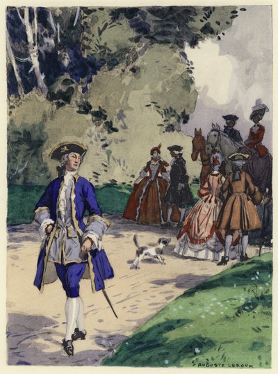 Kuvitus Casanovan muistelmiin (värilitografia) tekijältä Jules Marie Auguste Leroux