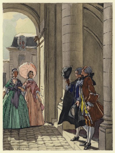 Kuvitus Casanovan muistelmiin (värilitografia) tekijältä Jules Marie Auguste Leroux