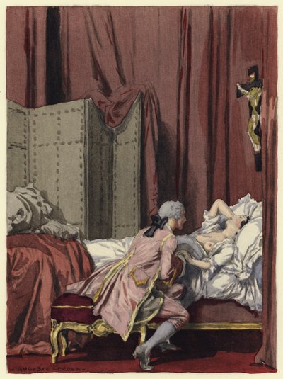 Kuvitus Casanovan muistelmiin (värilitografia) tekijältä Jules Marie Auguste Leroux