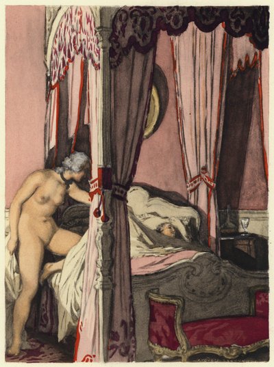Kuvitus Casanovan muistelmiin (värilitografia) tekijältä Jules Marie Auguste Leroux
