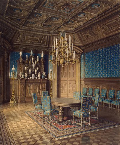 Stroganovin palatsi Pietarissa. Ruokasali, 1860-luku tekijältä Jules Mayblum
