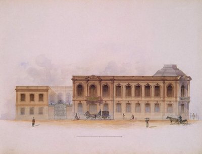 Stroganovin palatsi Pietarissa. Julkisivu, 1863 tekijältä Jules Mayblum