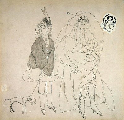 Persoonat, n. 1906 (kynä ja muste ja pesu paperille) tekijältä Jules Pascin