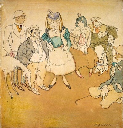 Personnages et Chiens, noin 1906 (tussi ja akvarelli paperille). tekijältä Jules Pascin