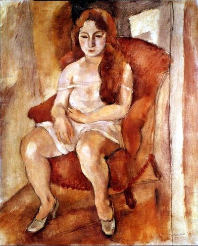 Istuva nainen (öljy kankaalle) tekijältä Jules Pascin