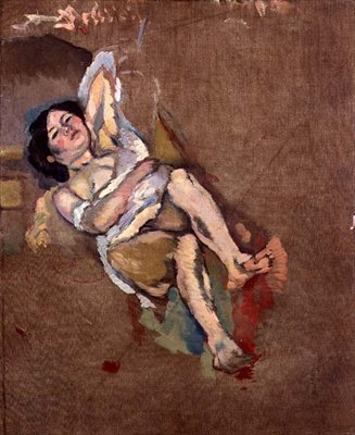 Limousin -nainen, n. 1908 (öljy kankaalle) tekijältä Jules Pascin
