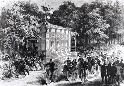 Velocipede Race Pre Catelanissa, n. 1860-1870 (kaiverrus) (m/w kuva) tekijältä Jules Pelcoq