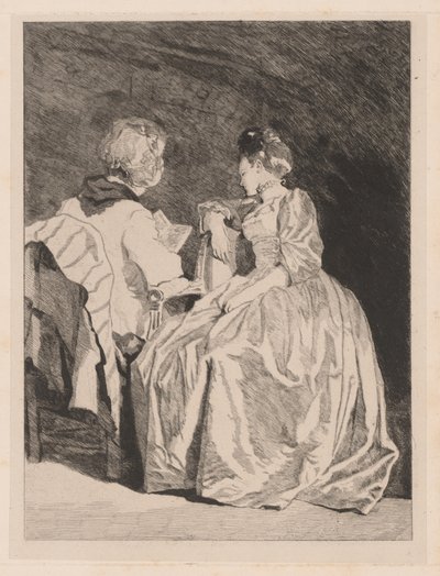 La Lecture (The Reading) tekijältä Jules de Goncourt, after Jean Honoré Fragonard