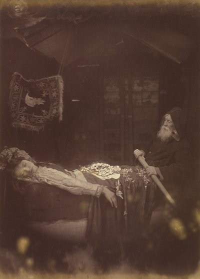 Elaine ”ja kuolleet” ajautuivat mykän voimasta virran mukana ylöspäin. tekijältä Julia Margaret Cameron