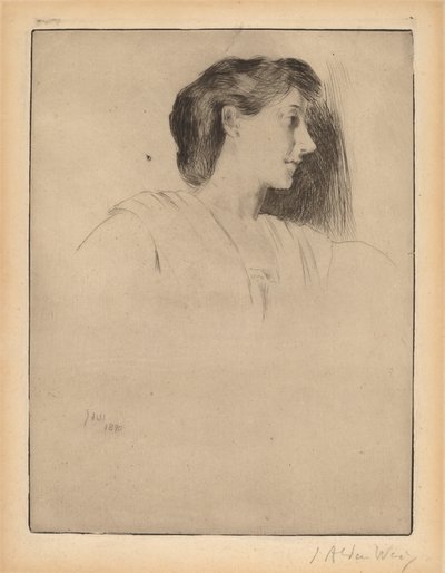 Naisen profiilipää, 1890. tekijältä Julian Alden Weir