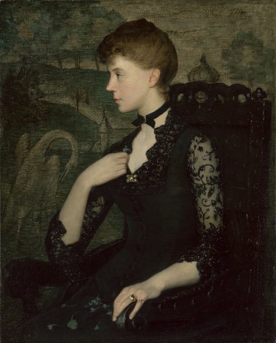Musta pitsimekko (taiteilijan vaimon muotokuva) tekijältä Julian Alden Weir