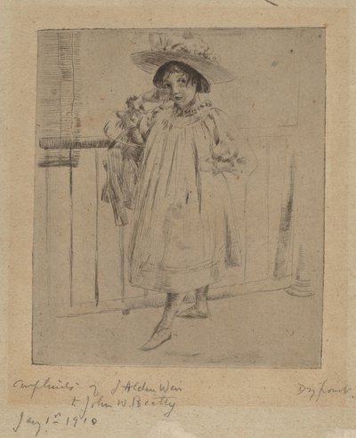 Nuori tyttö, jolla on suuri hattu tekijältä Julian Alden Weir