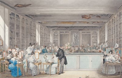 Pierre-Joseph Redoutén kasvitieteellinen piirustuskoulu Salle Buffonissa Jardin des Plantesissa, 1830 (wc ja grafiitti paperilla) tekijältä Julie Ribault