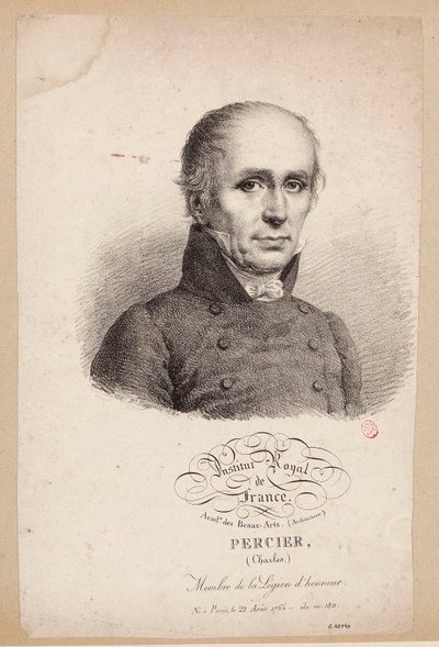 Institut Royal de France. Académie des Beaux-Arts. (Architektur.) Percier, (Charles.) Mitglied der Ehrenlegion. Geboren in Paris, am 22. August 1764 - gewählt 1811. tekijältä Julien Leopold Boilly