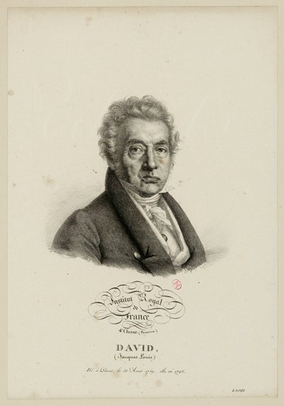 Ranskan kuninkaallinen instituutti, 4. luokka (maalaustaide). David (Jacques-Louis), syntynyt Pariisissa 30. elokuuta 1749, valittu vuonna 1796. tekijältä Julien Leopold Boilly