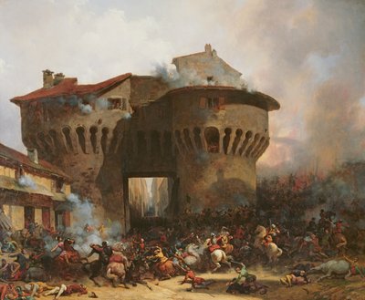 Taistelu Porte Pannessacissa vuonna 1562, noin 1833 tekijältä Julien Michel Gue