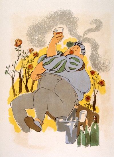 Humoristinen viinikuvitus 1946. Kuvitus Julien Pavil tekijältä Julien Pavil