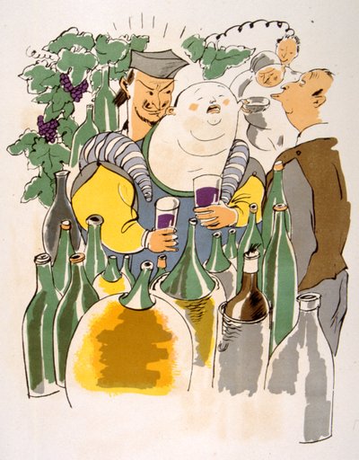 Humoristinen viinikuvitus 1946. Kuvitus Julien Pavil tekijältä Julien Pavil