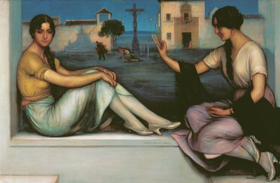 Fortune-telling - Romero de Torres, Juliol (1874-1930) - 1922 - Oil on canvas - 106x163 - Museu Carmen Thyssen, Malagafinnish tekijältä Julio Romero de Torres
