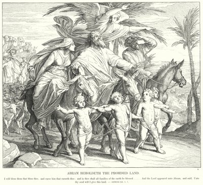 Abram näkee luvatun maan (kaiverrus) tekijältä Julius (after) Schnorr von Carolsfeld