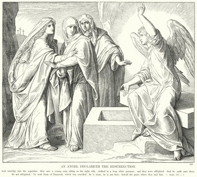 Enkeli julistaa ylösnousemuksen (kaiverrus) tekijältä Julius (after) Schnorr von Carolsfeld