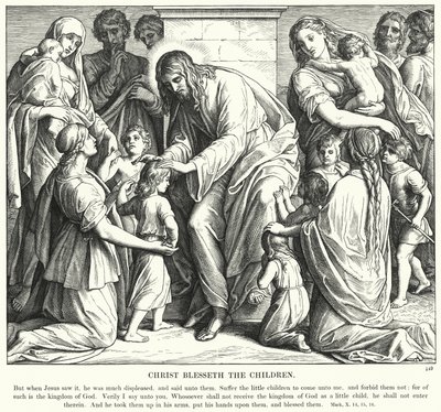 Kristus siunaa lapsia (kaiverrus) tekijältä Julius (after) Schnorr von Carolsfeld