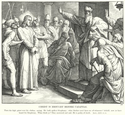 Kristus tuodaan Kaifaan eteen (kaiverrus) tekijältä Julius (after) Schnorr von Carolsfeld