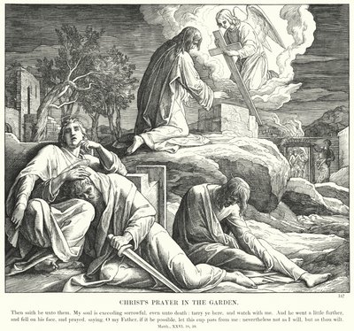 Kristuksen rukous puutarhassa (kaiverrus) tekijältä Julius (after) Schnorr von Carolsfeld