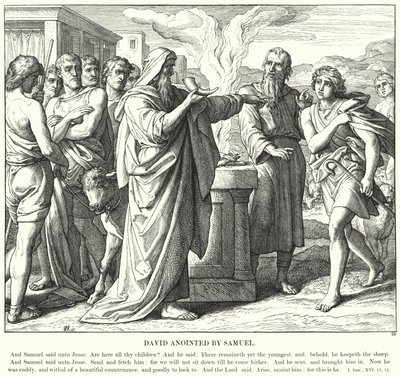 Samuelin voideltu David (kaiverrus) tekijältä Julius (after) Schnorr von Carolsfeld
