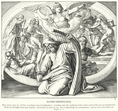 Davidin parannus (kaiverrus) tekijältä Julius (after) Schnorr von Carolsfeld