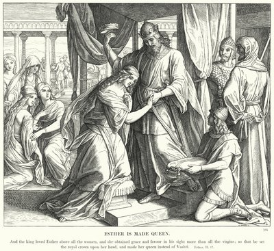 Esther on Made Queen (kaiverrus) tekijältä Julius (after) Schnorr von Carolsfeld