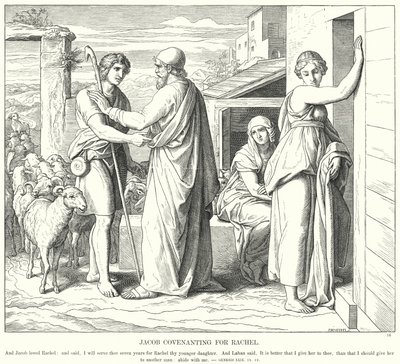 Jaakobin liitto Raakelille (kaiverrus) tekijältä Julius (after) Schnorr von Carolsfeld