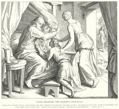 Jaakob saa siunauksen Iisakilta (kaiverrus) tekijältä Julius (after) Schnorr von Carolsfeld