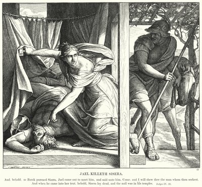 Jael Killeth Sisera (kaiverrus) tekijältä Julius (after) Schnorr von Carolsfeld