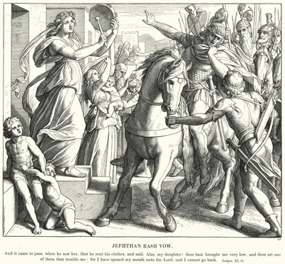 Jephthan ihottuma lupaus (kaiverrus) tekijältä Julius (after) Schnorr von Carolsfeld