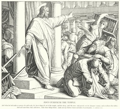 Jeesus puhdistaa temppelin (kaiverrus) tekijältä Julius (after) Schnorr von Carolsfeld