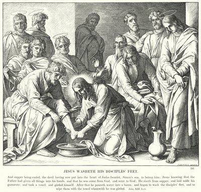 Jeesus pesee opetuslastensa jalat (kaiverrus) tekijältä Julius (after) Schnorr von Carolsfeld