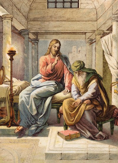 Jeesus ja Nikodeemus (värilitro) tekijältä Julius (after) Schnorr von Carolsfeld