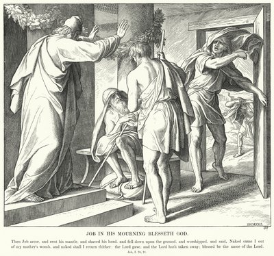 Job surussaan Siunaa Jumalaa (kaiverrus) tekijältä Julius (after) Schnorr von Carolsfeld