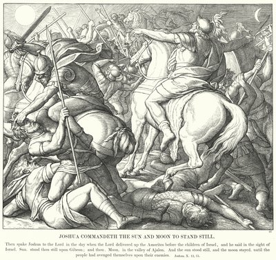 Joshua käskee auringon ja kuun pysähtymään (kaiverrus) tekijältä Julius (after) Schnorr von Carolsfeld