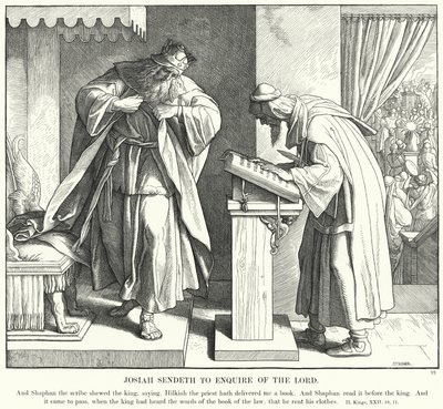 Josiah lähettää tiedustelemaan Herraa (kaiverrus) tekijältä Julius (after) Schnorr von Carolsfeld