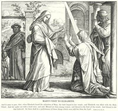 Marian vierailu Elisabethin luo (kaiverrus) tekijältä Julius (after) Schnorr von Carolsfeld