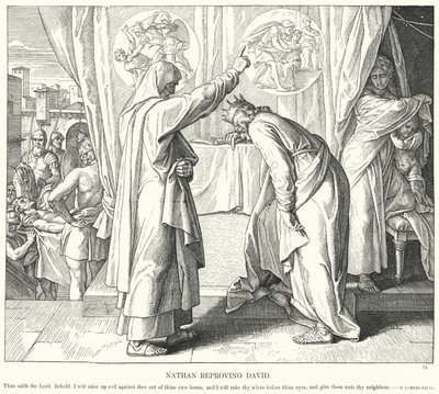 Nathan Reproving David (kaiverrus) tekijältä Julius (after) Schnorr von Carolsfeld