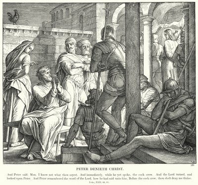 Pietari kieltää Kristuksen (kaiverrus) tekijältä Julius (after) Schnorr von Carolsfeld