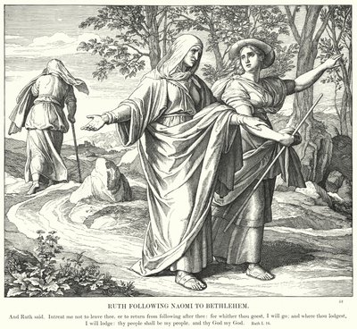 Ruth Naomin perässä Betlehemiin (kaiverrus) tekijältä Julius (after) Schnorr von Carolsfeld