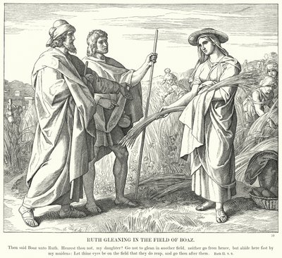 Ruth poimimassa Boasin pellolla (kaiverrus) tekijältä Julius (after) Schnorr von Carolsfeld